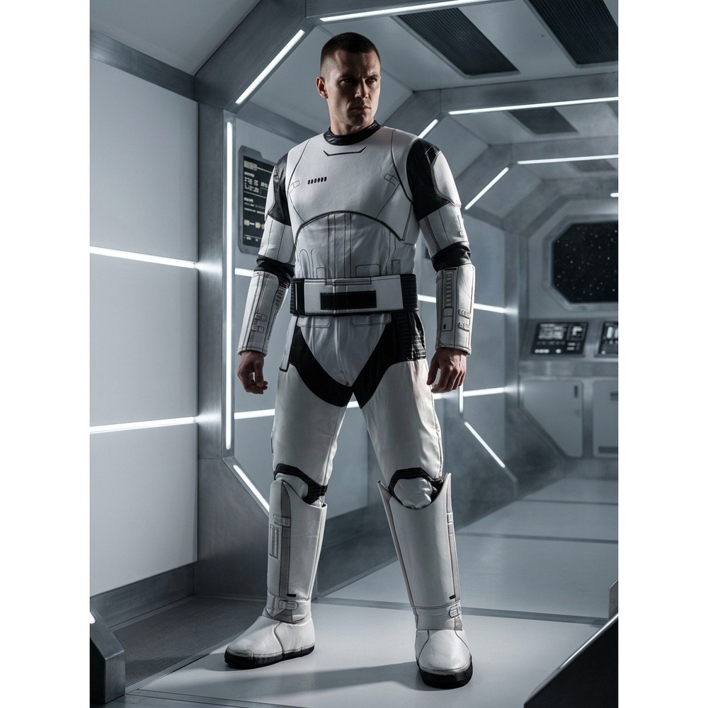 Star Wars First Order Stormtrooper Adult Costume Rubies Padded Jumpsuit Belt Std